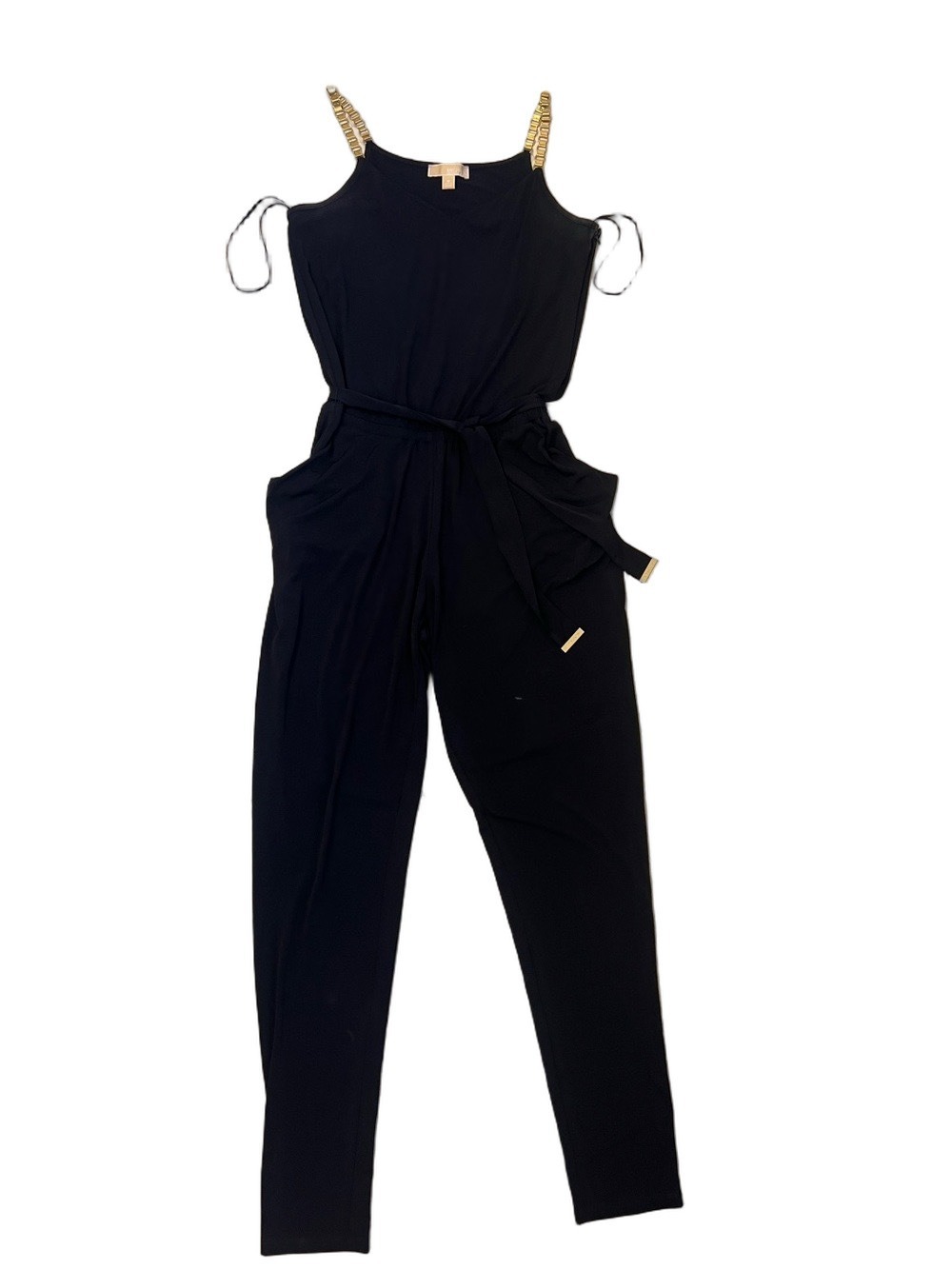 MICHAEL Michael Kors Navy Gold Chain Strap Jumpsuit – Size Medium